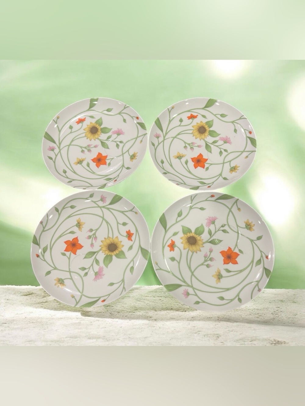 Fitz & Floyd Vintage Circa 1975 PETITE FLEUR Four, 4 salad plate 9 1/4"